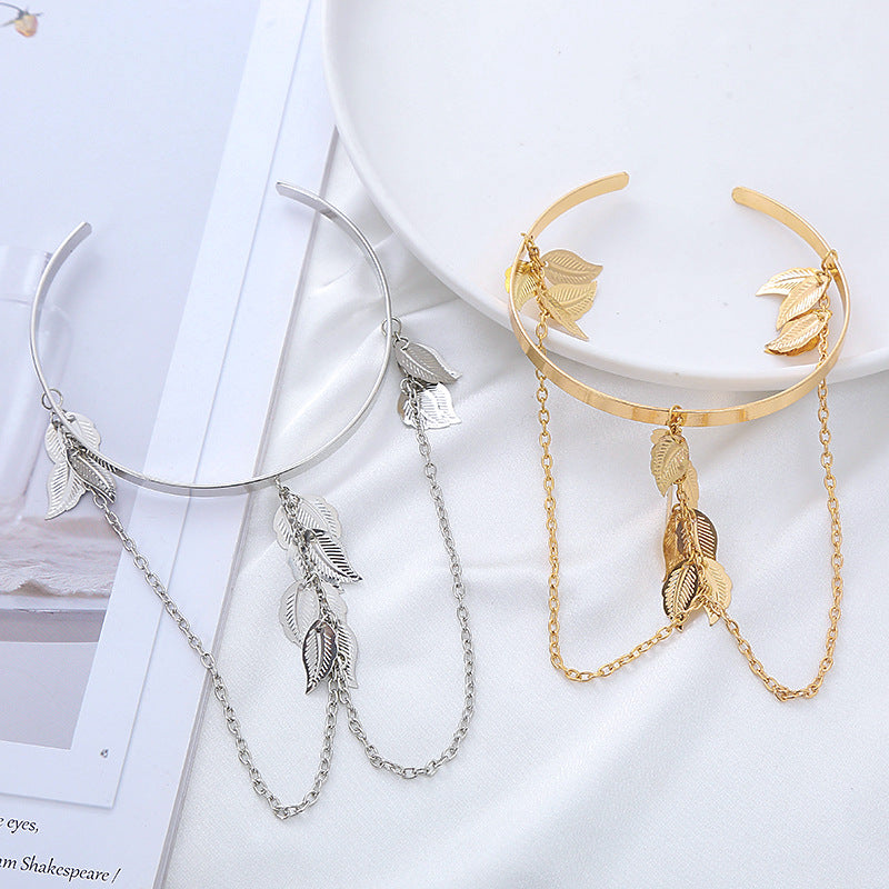 Metal Chain Leaves Armband Graceful Fashionable Street Bracelet