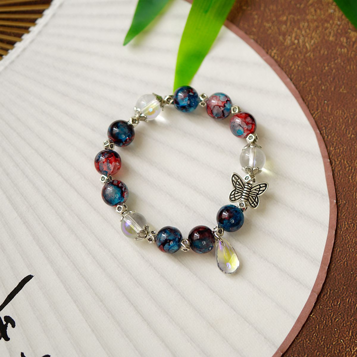 Women's National Style Creative Glass Plate Play Bracelets