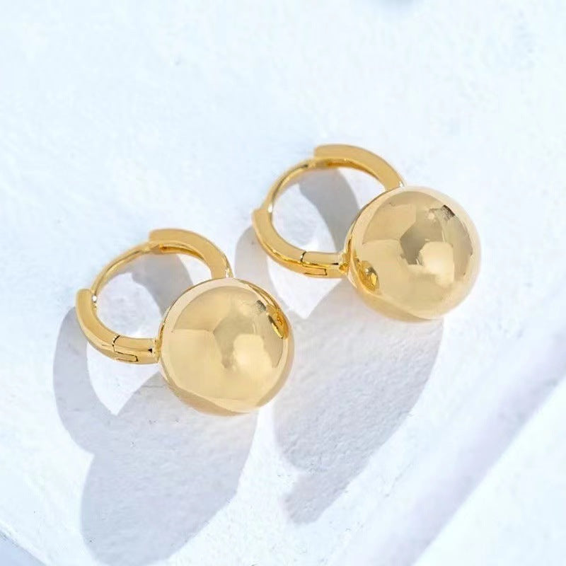 Metal Ball Ear Clip Temperament Entry Lux French Minority Earrings