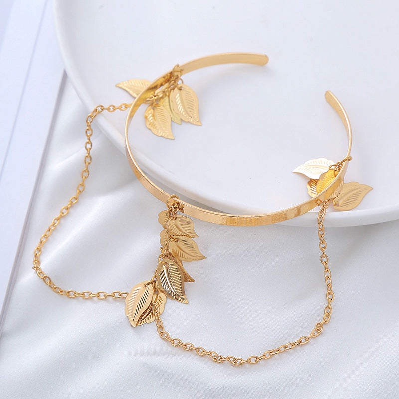 Metal Chain Leaves Armband Graceful Fashionable Street Bracelet