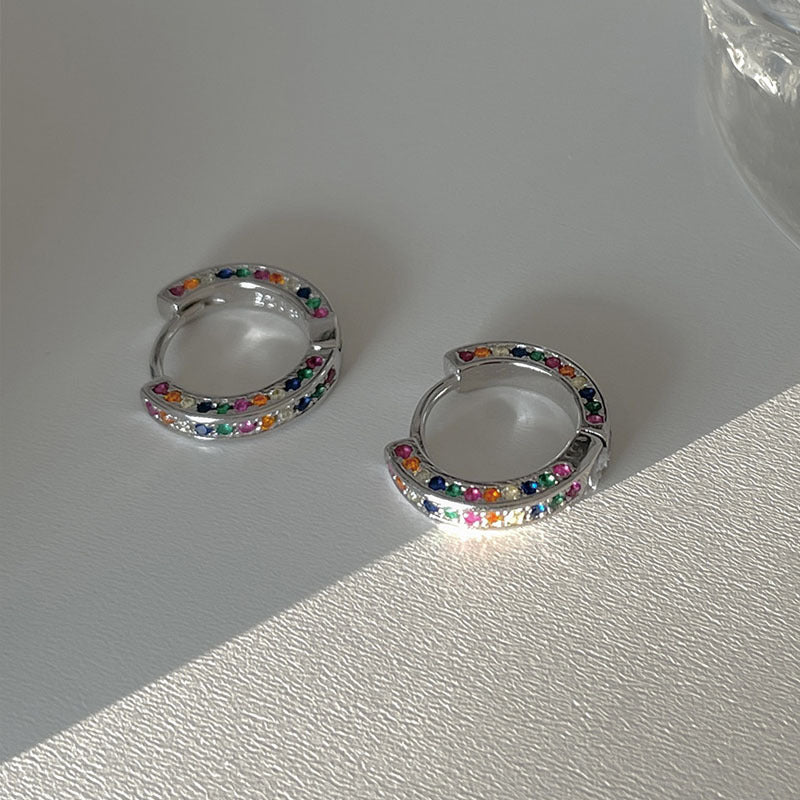 Women's Colorful Zircon For Sier Pin Ear Personalized Niche Design Earrings