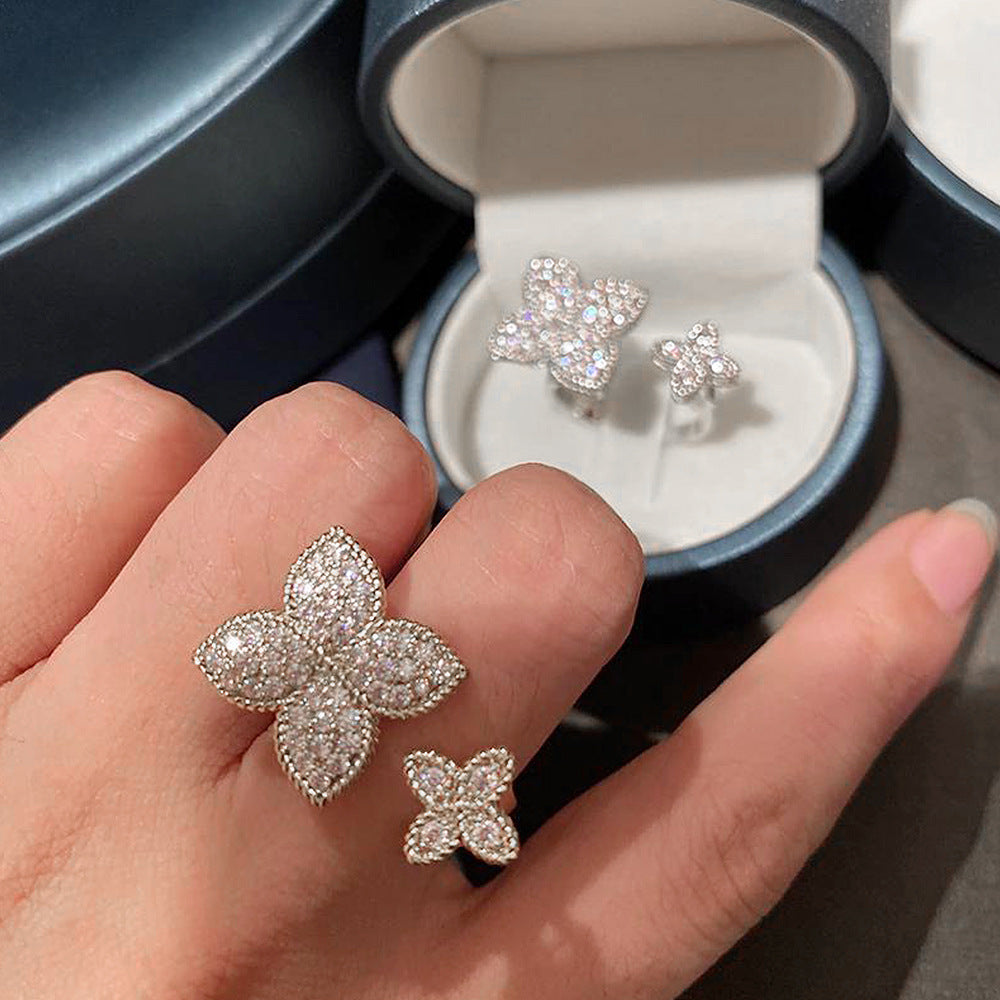 Four-leaf Flower Female Stylish Opening Adjustable Rings