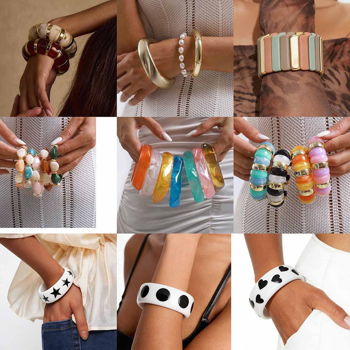 Fashion Exaggerated Geometry Irregular Resin Beaded Bracelet