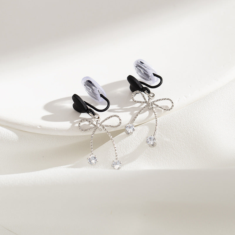 Women's Love Heart Bow Tie Sweet Cool Style Fashionable Elegant Earrings