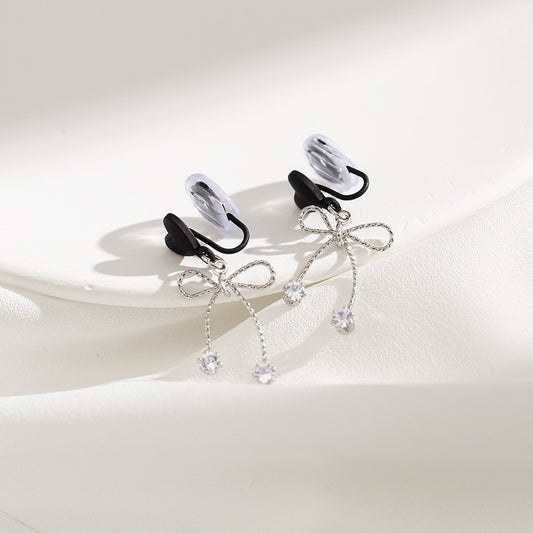 Women's Love Heart Bow Tie Sweet Cool Style Fashionable Elegant Earrings