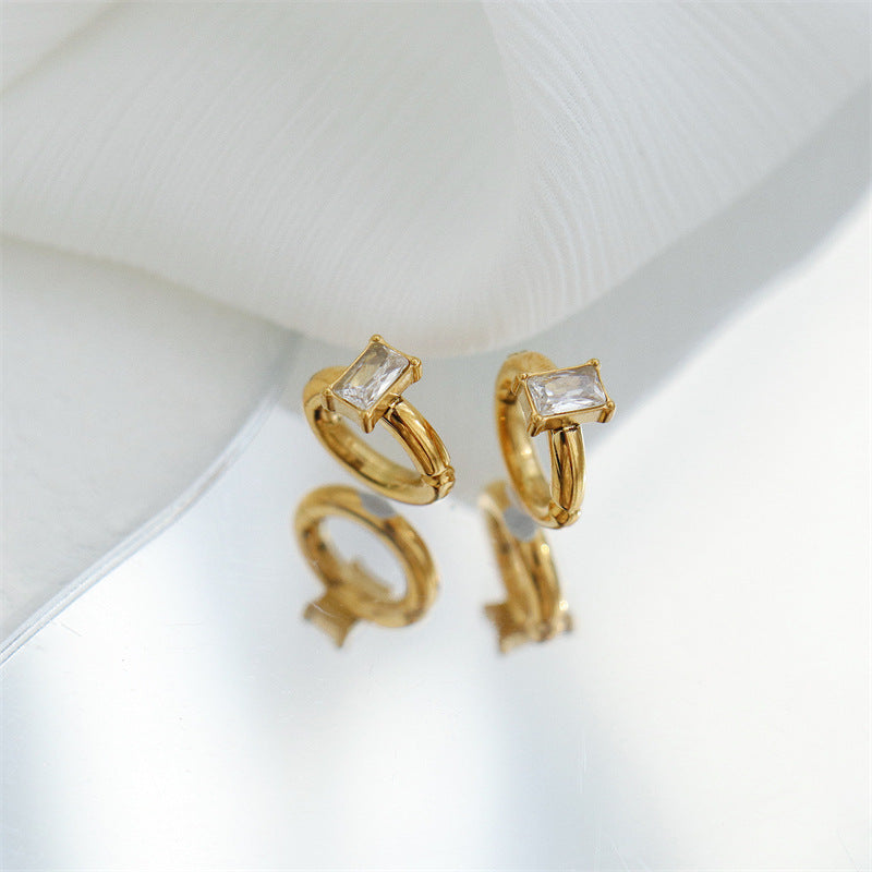 Women's Cold Style Square Diamond Painless No Earrings