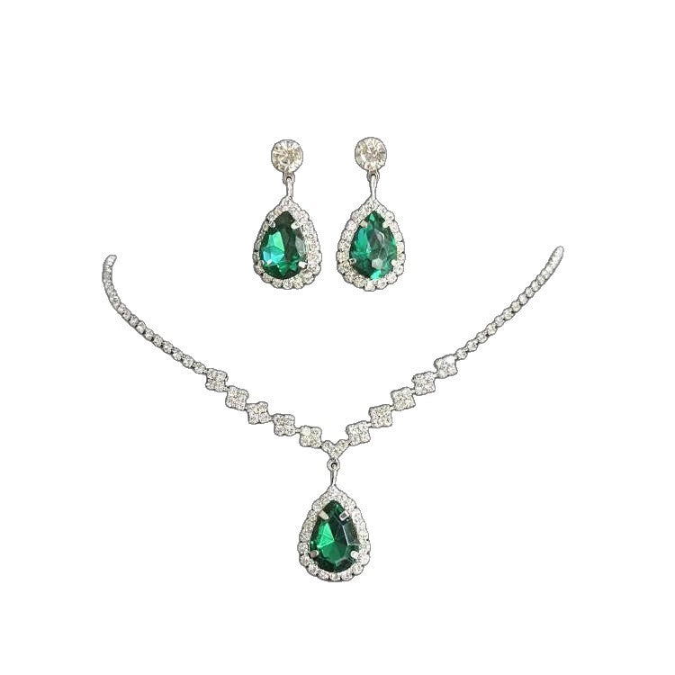 Simple Exquisite Three-piece Full Diamond Clavicle Dinner Jewelry Set