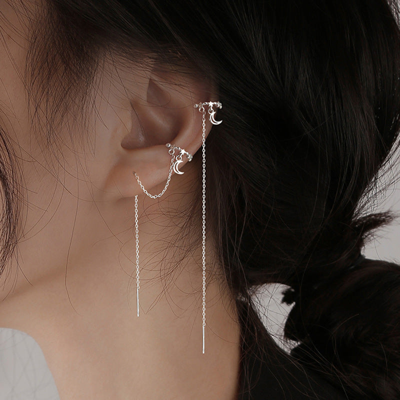 Women's Korean Style Elegant Star Moon Hanging Design Earrings