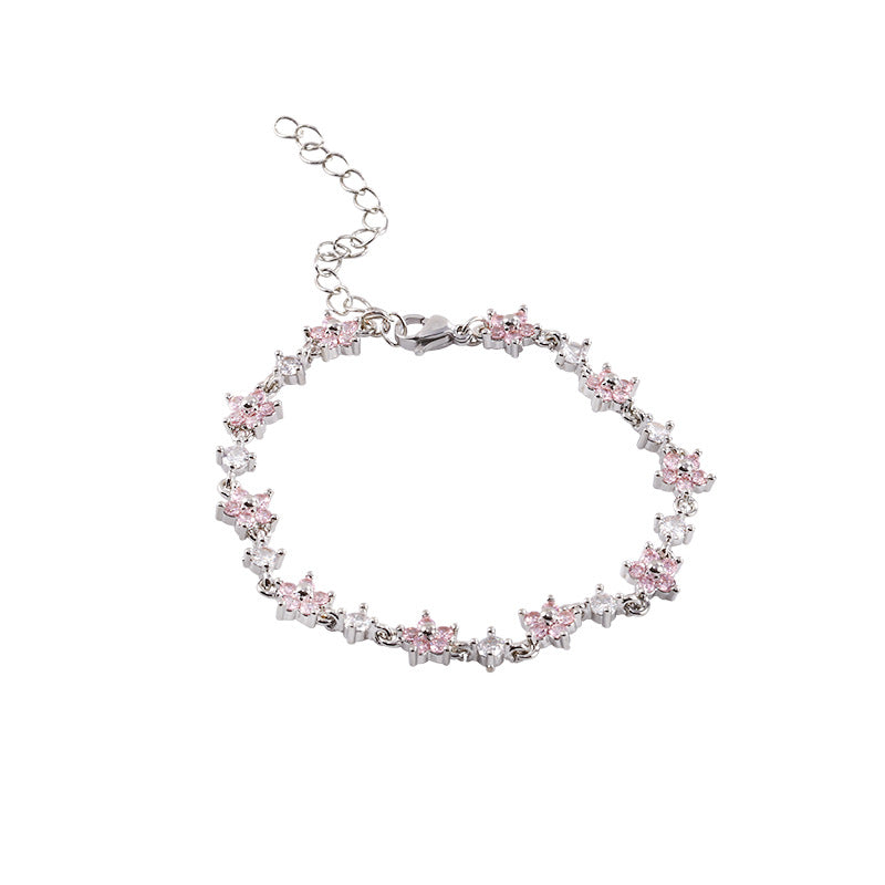 Design Exquisite Pink Zircon Flower Super Bracelets