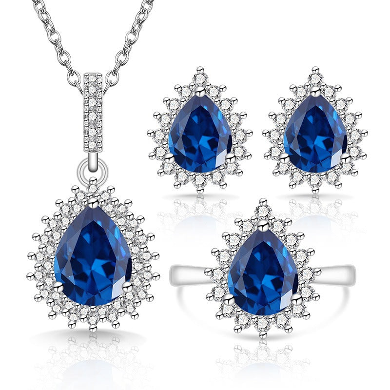Women's Drop-shaped Colored Gems The Crystal Live Rings