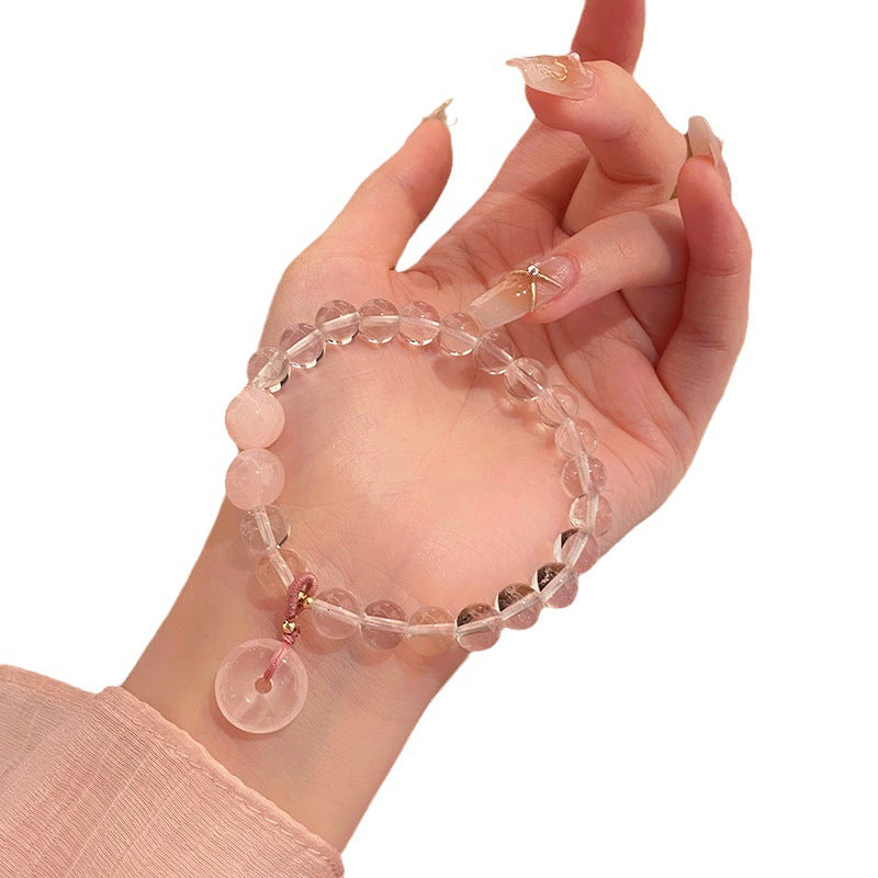 Simple Design Fairy Sweet Fresh White Crystal Pink Peace Bracelets