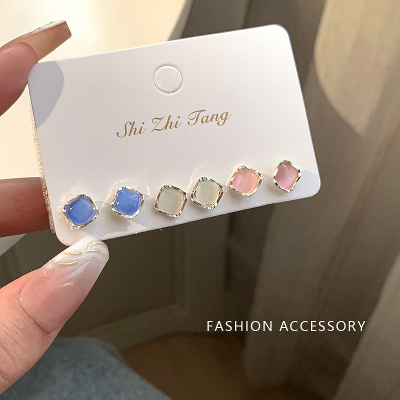Women's Petite Combination Mori Style High-grade Sweet Temperament Sier Ear Earrings