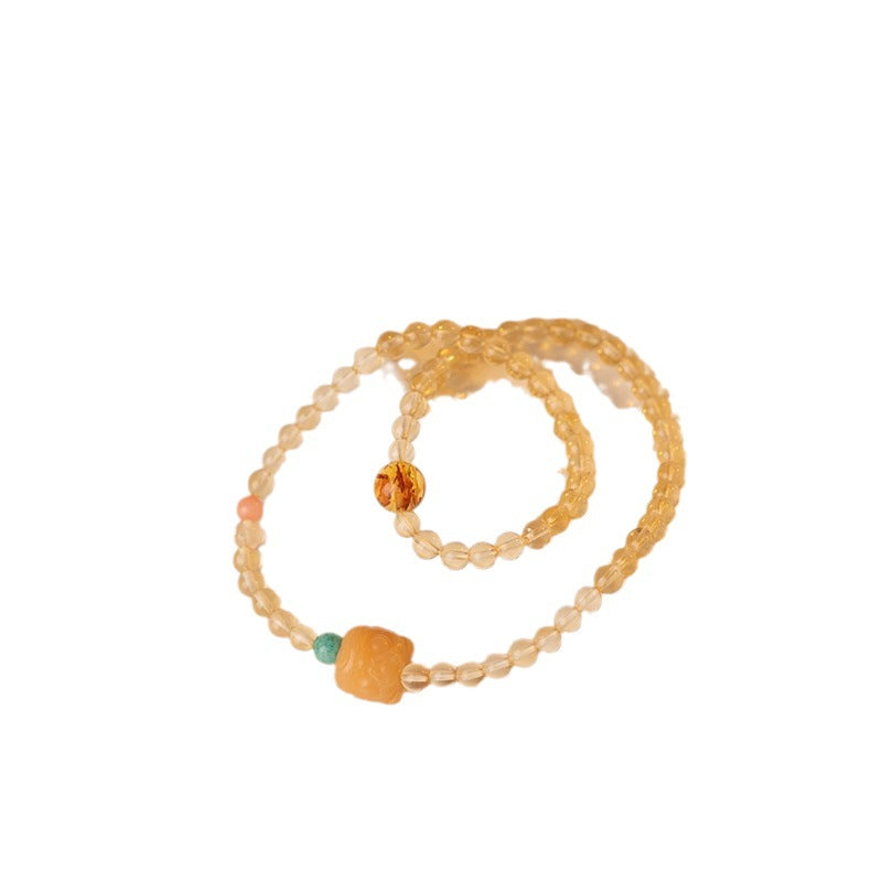 Bracelets en perles Double Bodhi en citrine naturelle pour femmes et hommes