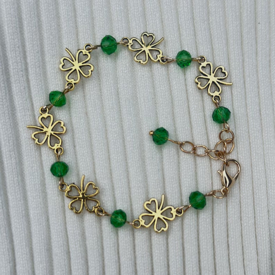 Green Lucky Four-leaf Clover St. Day Gift Light Luxury Bracelets
