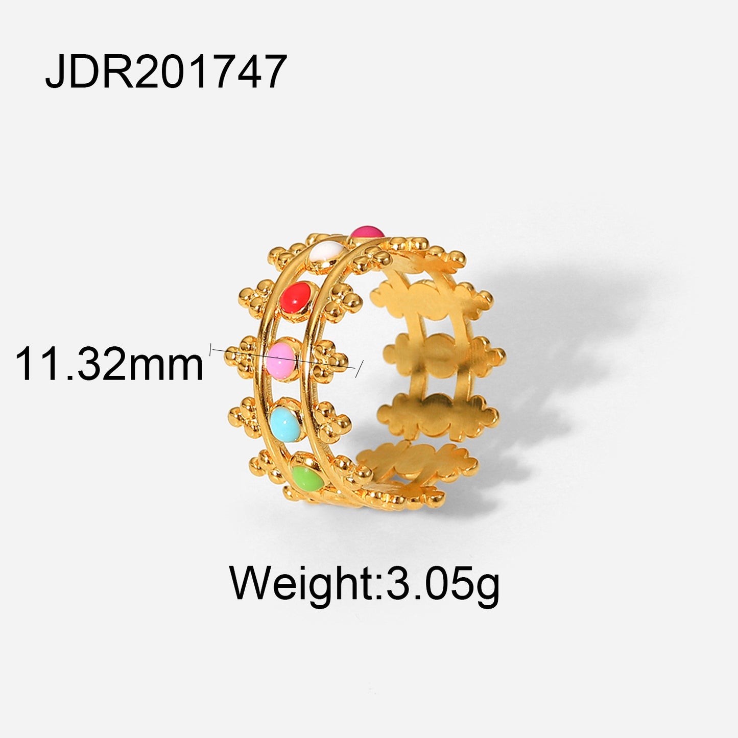 Women's Gold-plated Stainless Steel Fashion Geometric Colorful Rings