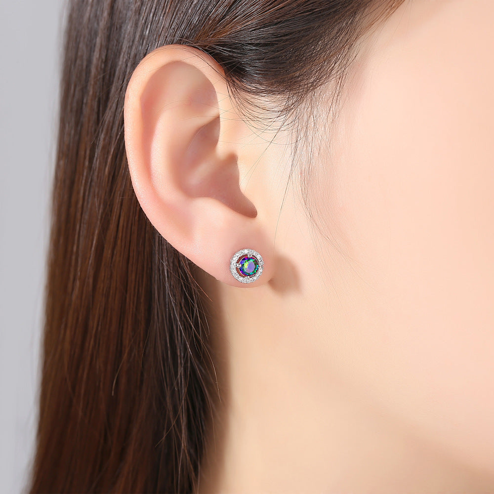 Korean Style Elegant Fashionable Colorful Zircon Earrings