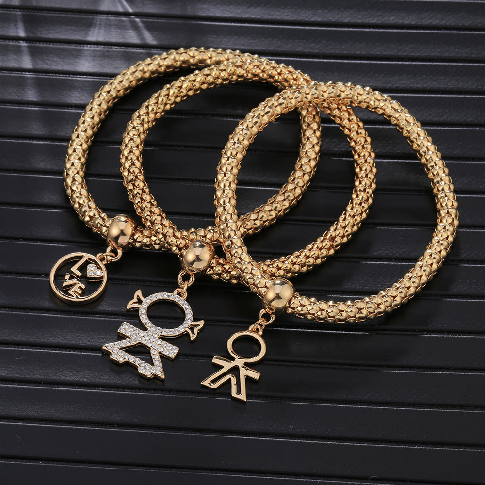 Diamond Pendant Alloy Three-color Suit Stretch Bracelets