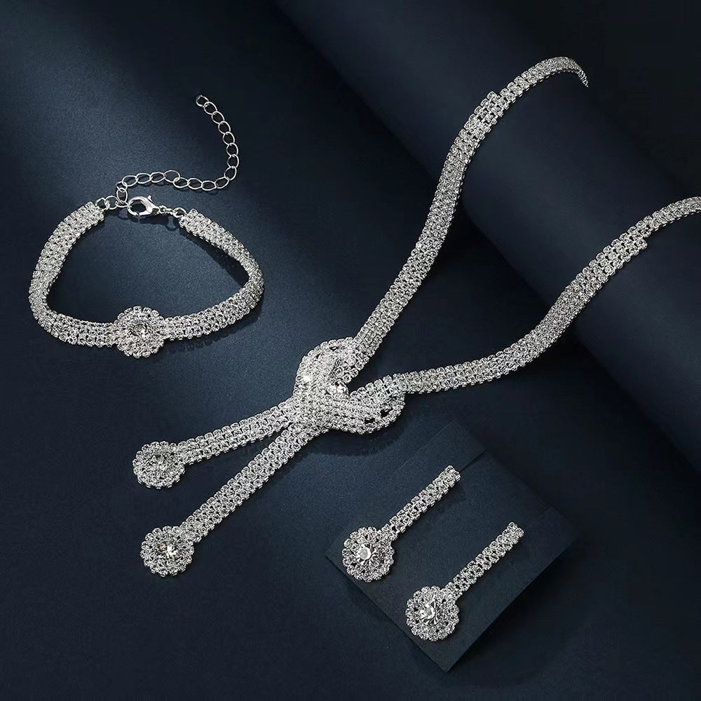Temperament Super Shiny Diamond Three-piece Bridal Wedding Bracelets