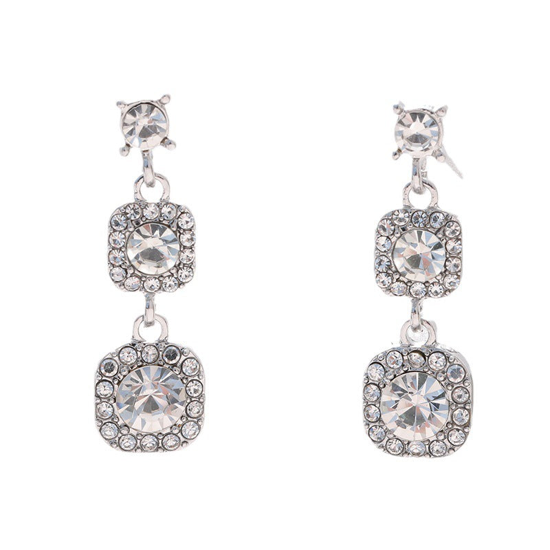 Women's French Style Temperament Rhinestone Light Luxury Earrings