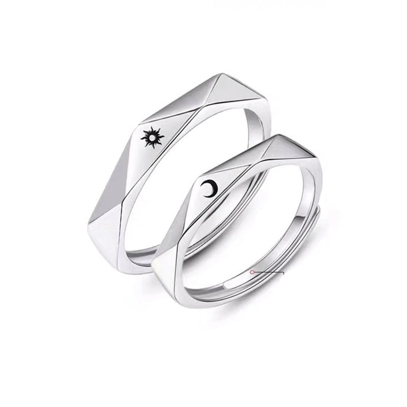 Women's & Men's & Rhombus Sun And Moon Couple Rings