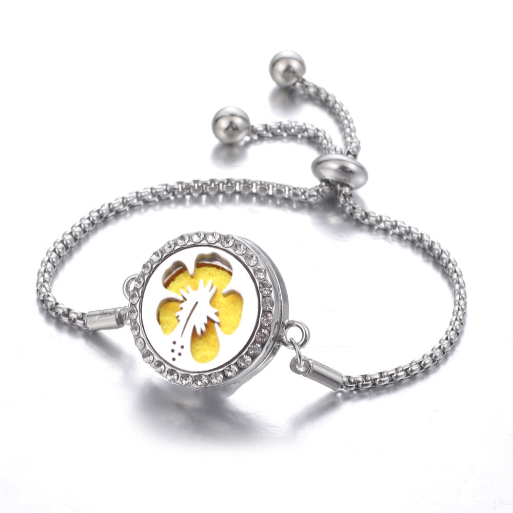 Steel Hollow Oil Lucky Tree Open Box Bracelet