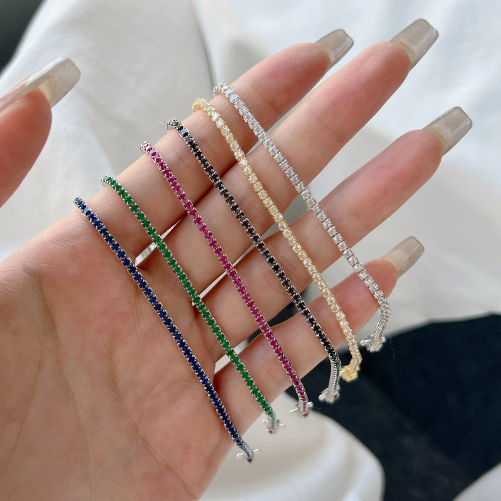 Bracelets en Zircon à une rangée de chaîne de Tennis Sier