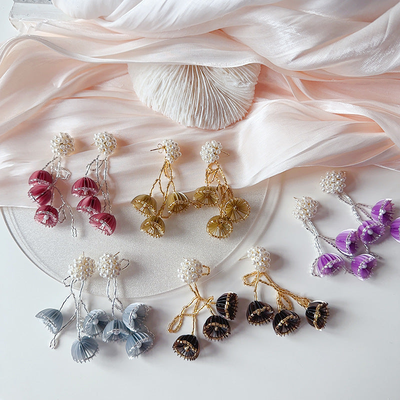 Summer Color Jellyfish Flower Tassel Ear Kooky Rings