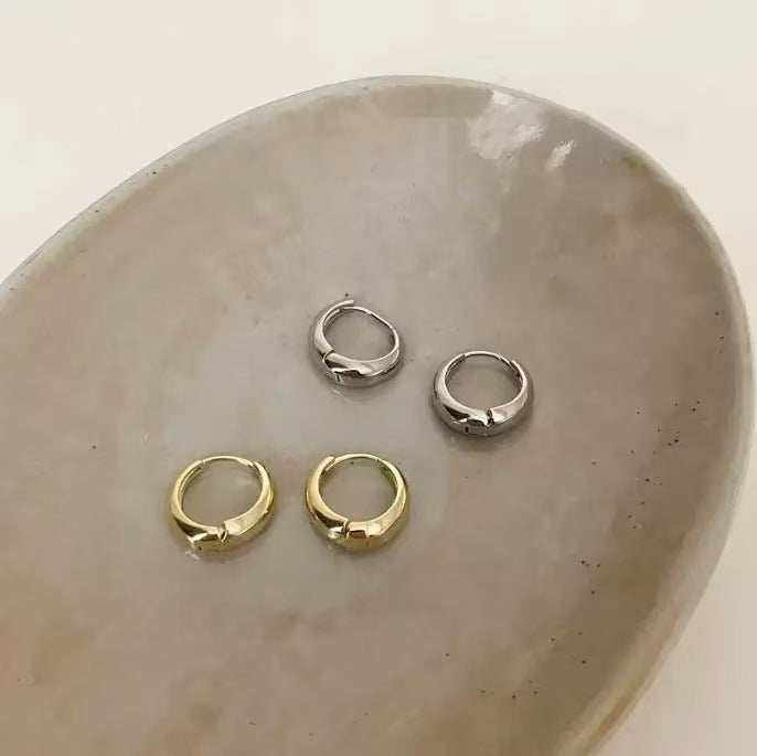 Simple Metallic Geometric Clip Fashion Temperament Earrings
