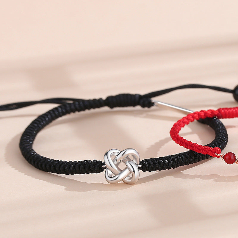 Bracelets Mobius en corde rouge tressée, conception de couple