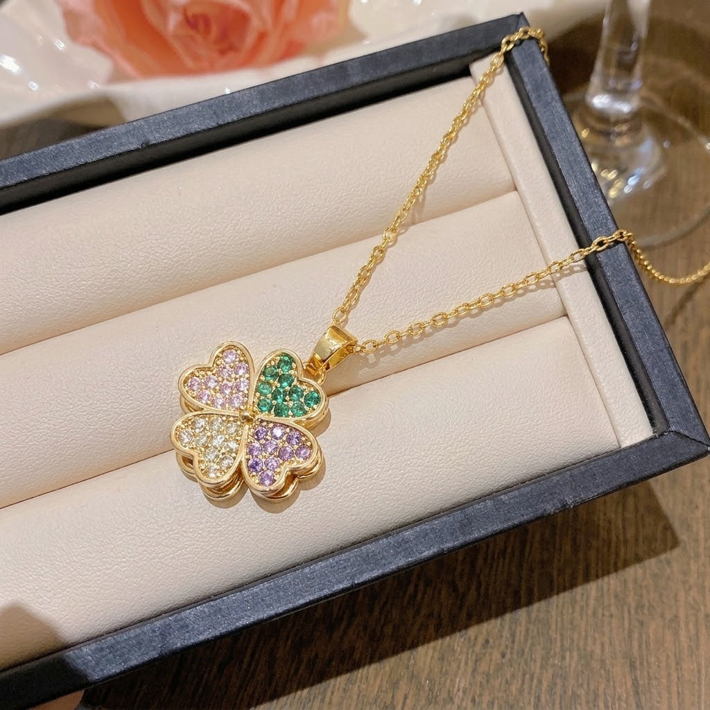 Rotating Degree Rotation Heart-shaped Zircon Clavicle Rings