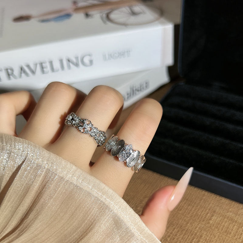 Track Niche Brushed Vintage Open Female Unisex Style Ring