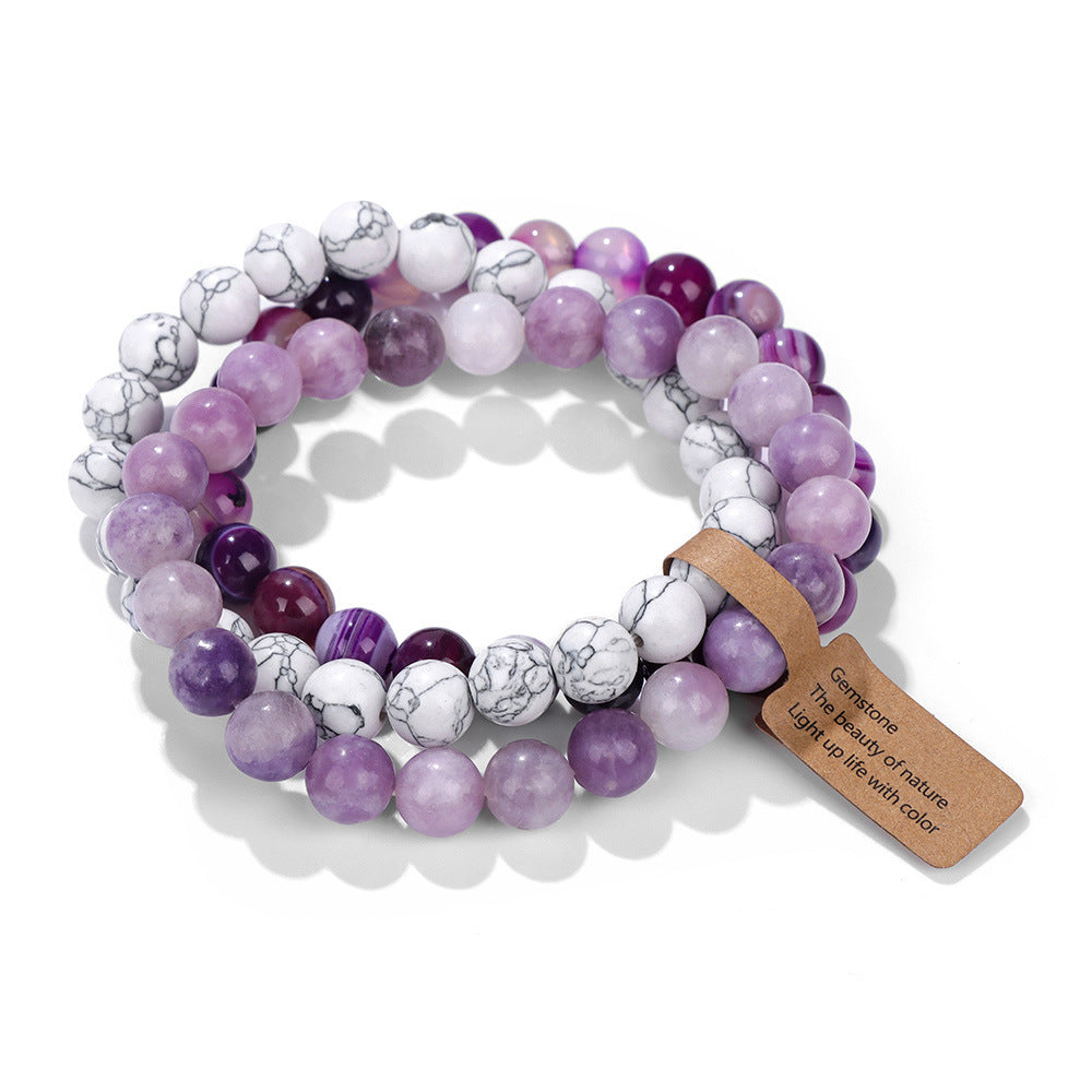 Damen-Armbänder aus Naturstein-Kristallperlen, Amethyst-Kombination