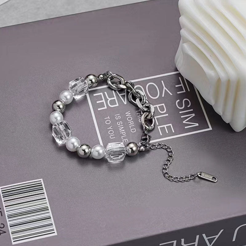 Crystal Pearl Stitching Design High Sense Fashion Trendy Bracelets