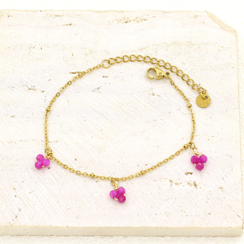 Women's Popular Freshwater Pearl Natural Stone Stainless Steel Electroplated Real Gold Bracelets