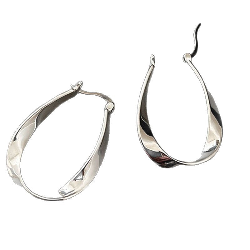 Simple Oval Geometric Ear Clip Entry Lux Elegant Stud Earrings