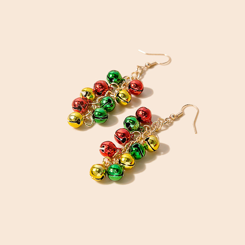 Women's Christmas Series Color Matching Bell Holiday Earrings