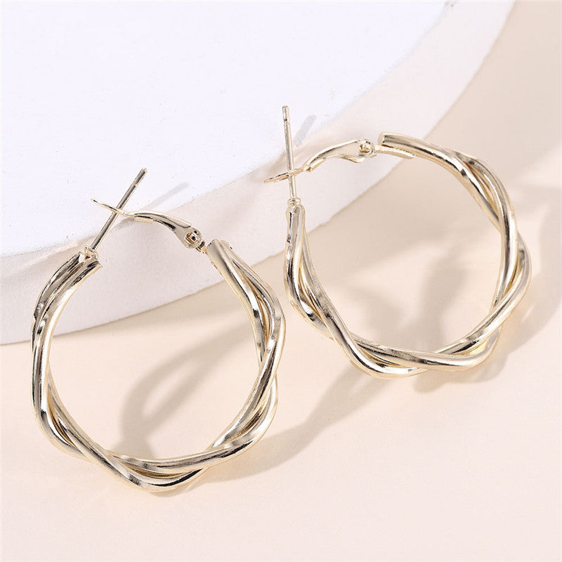 Women's Simple Graceful Twist Niche Bag Personalized Wild Earrings