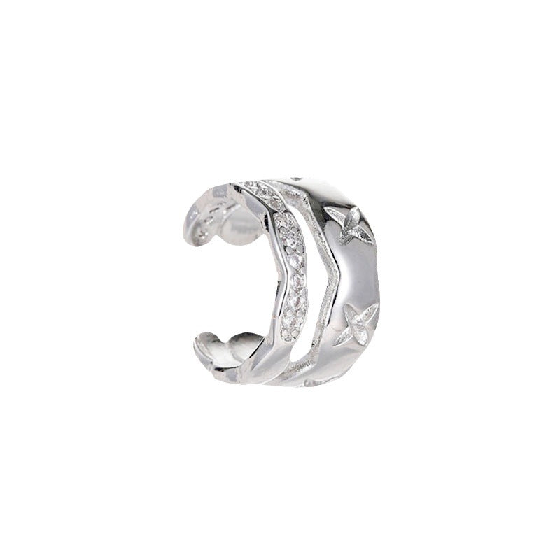Cross Diamond Plaid French Style Temperament Classic Wave Ear Clip
