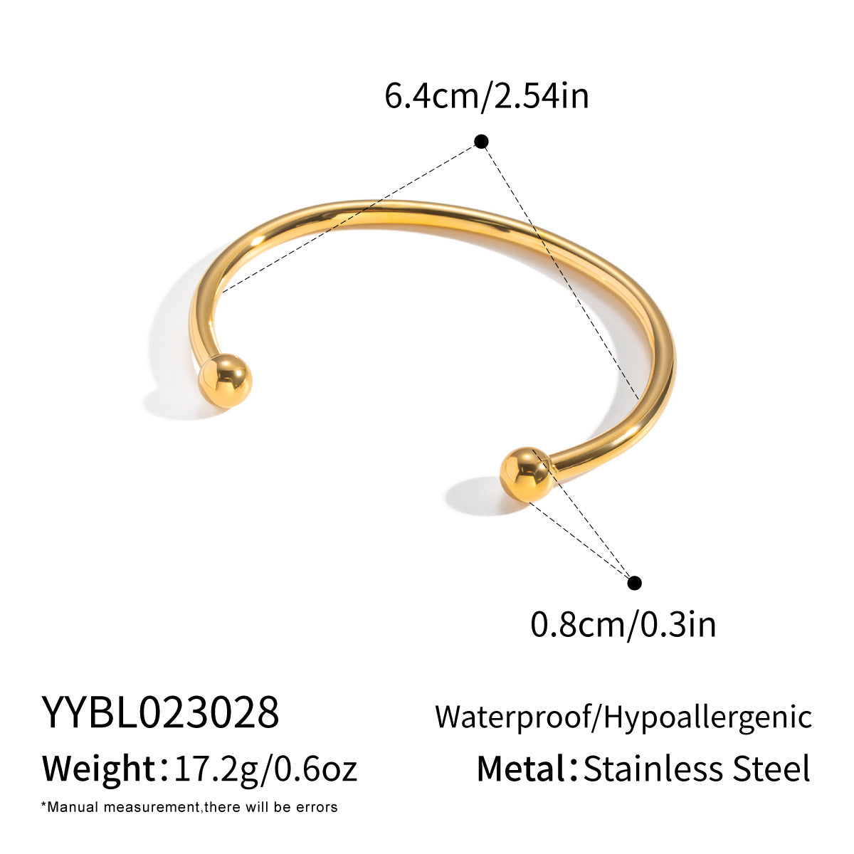 Women's French Retro Stainless Steel Fashion Open Gold Bracelets