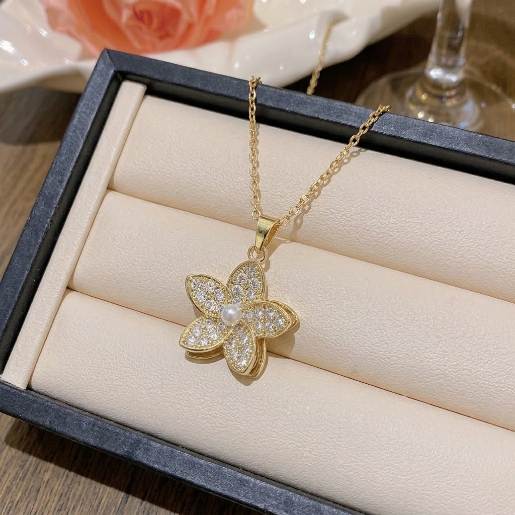 Rotating Degree Rotation Heart-shaped Zircon Clavicle Rings