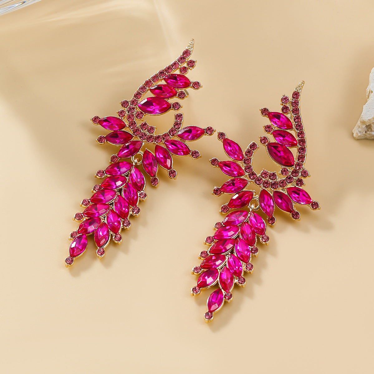 Women's Stylish Colored Diamond Exaggerated Trendy Alloy Earrings