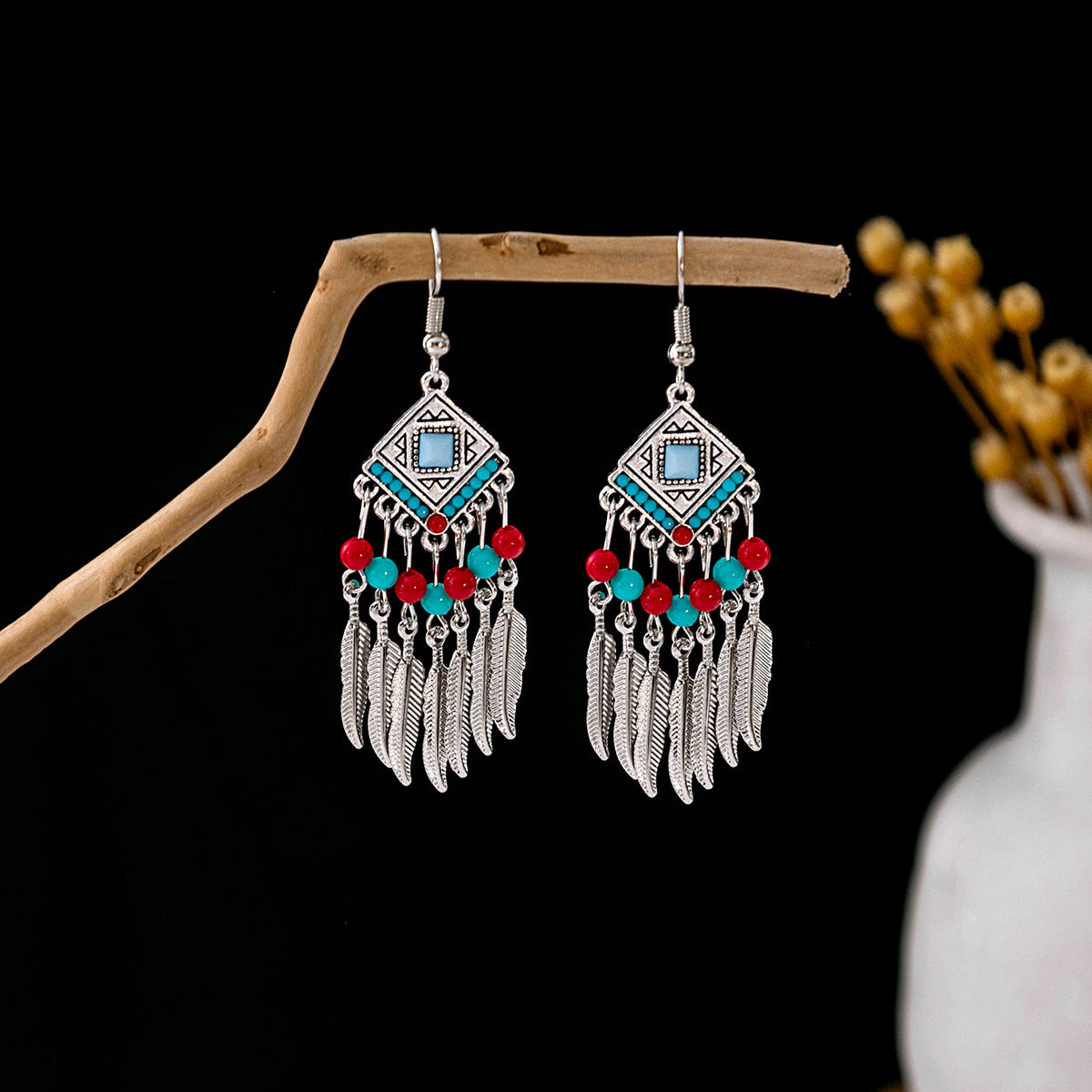 Tassel Turquoise Retro Minority Ethnic Style Earrings