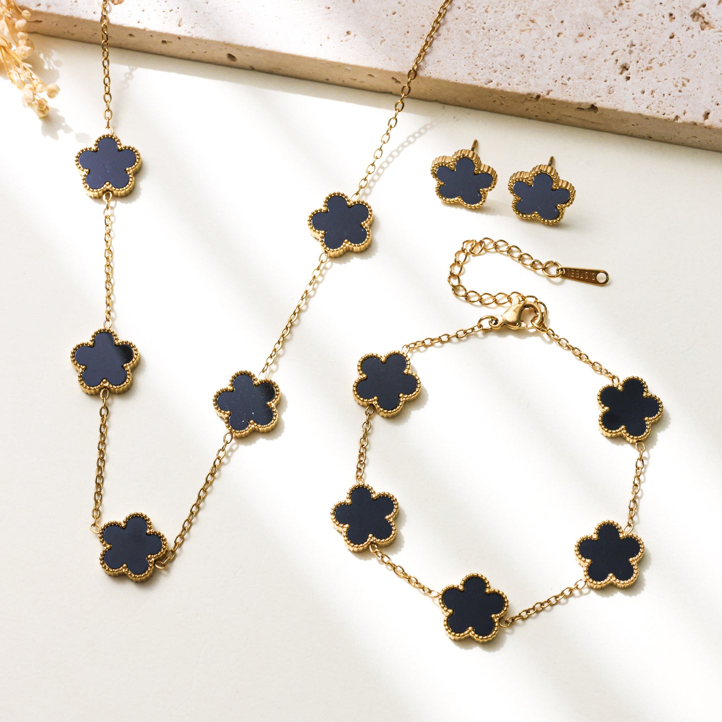 Parthenocissus Grass Stainless Steel Fashion Commuter Jewelry Set