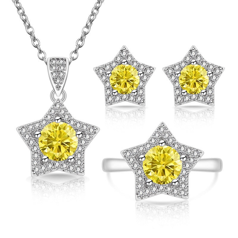 Women's Fashionable Eight Hearts Arrows Colored Gems Jewelry Set