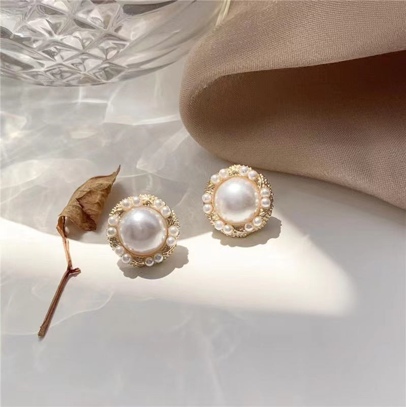 Women's Elegant Style Pearl Sier Needle Trendy Romantic French Earrings