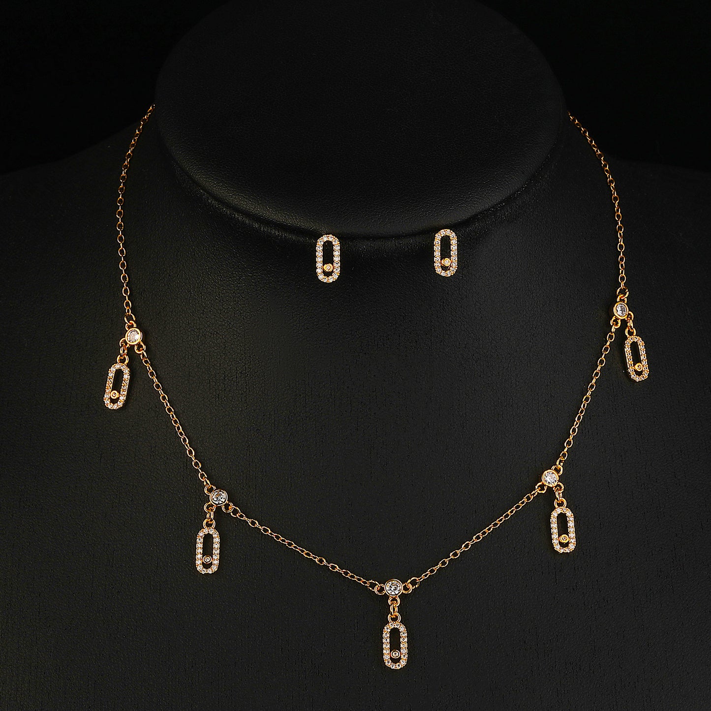 High-grade Full Diamond Five Sliding Clavicle Jewelry Set