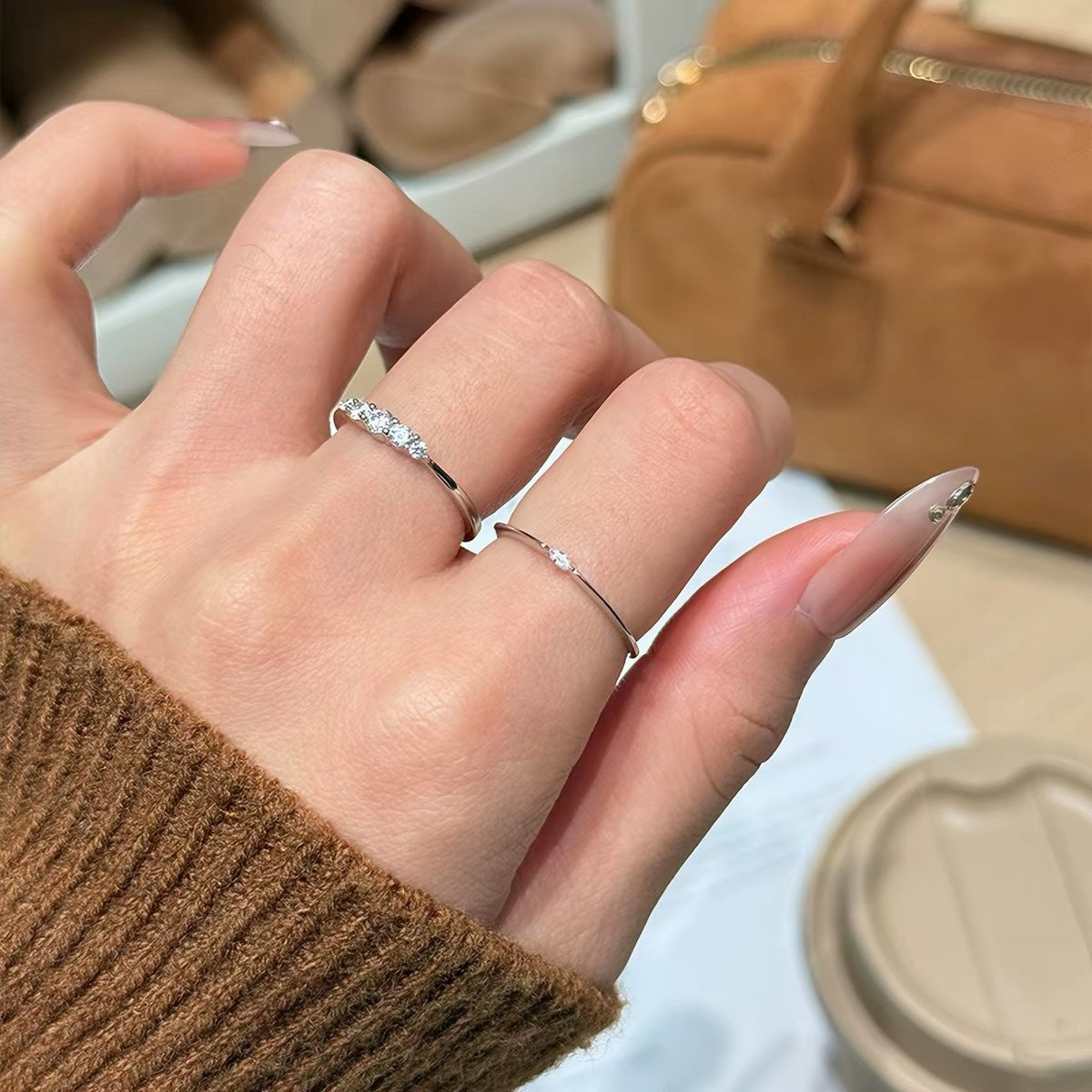 Women's Horse Eye Rhinestone Design Index Finger Light Luxury High-grade Daily Ring