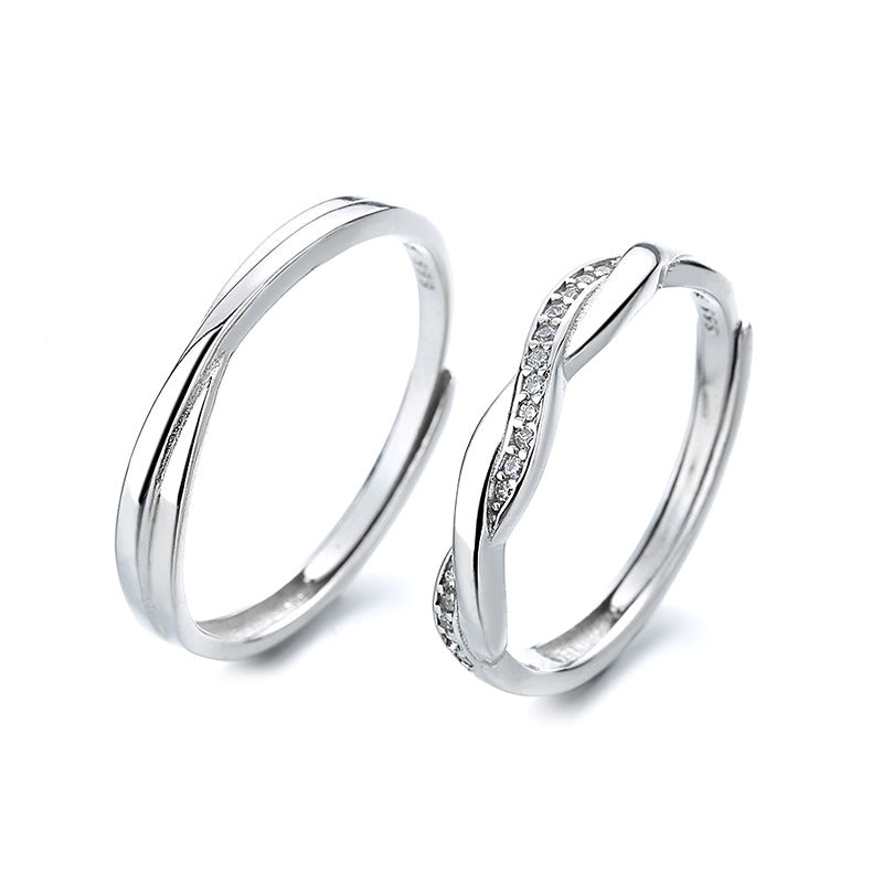 Bagues simples d'amour longue distance en argent sterling pur