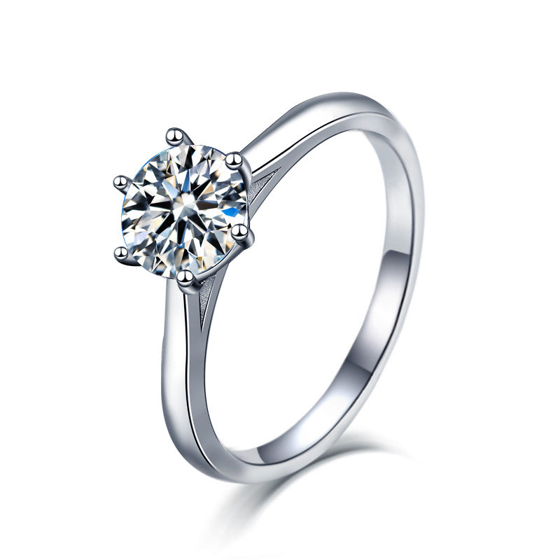 Bagues ornementales en moissanite à réglage simple en argent sterling pour femmes