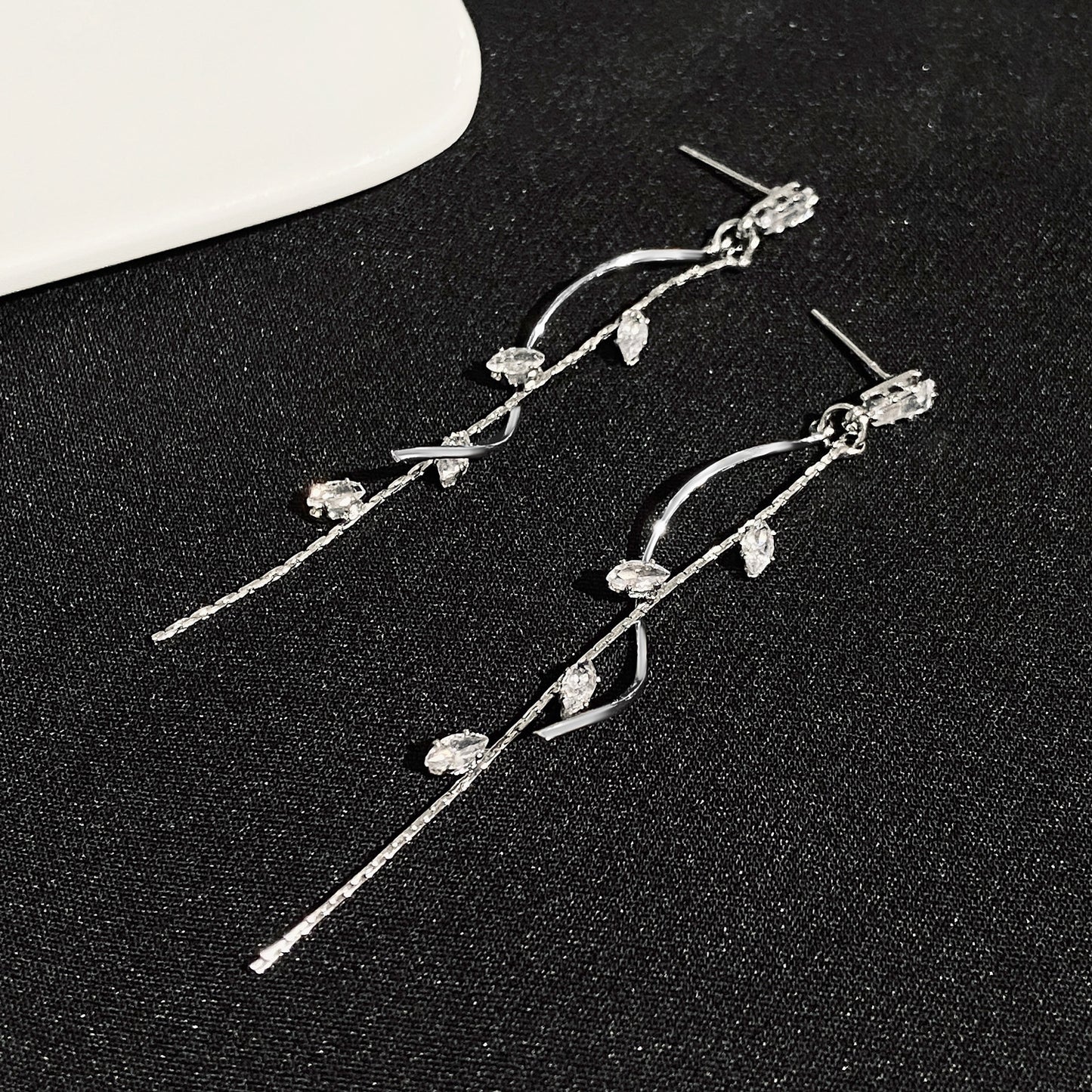 Women's French Entry Lux Long Zircon Tassel Earrings